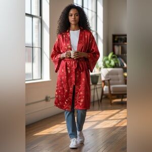 Pier one imports vintage red satin kimono